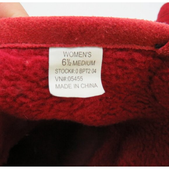 L.L.Bean Boots Womens Size 6.5 Red Suede Fleece Lined Side Zip Winter Snow Warm - Picture 9 of 10
